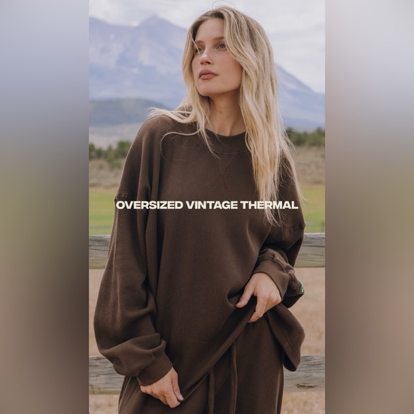 Daily Drills Other - Daily Drills SET of Oversized Vintage Thermal Top and Pants in Coco - M/L